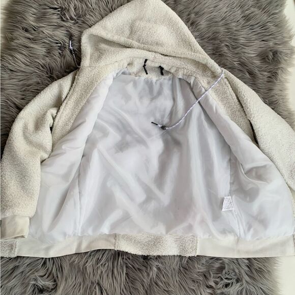 Men’s Hoodie Jacket Large white Sherpa pockets Back Big Skull in Black Unknown - Picture 10 of 12